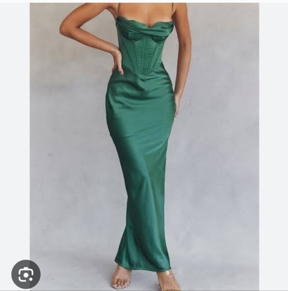 House of Cb Charmaine forest green maxi corset dress - Picture 4 of 8